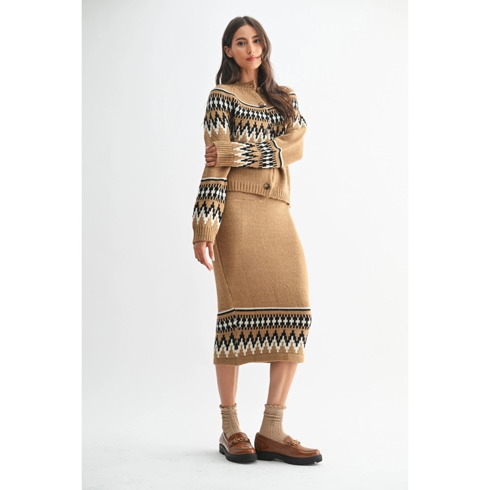 ISLE KNIT CARDIGAN AND SKIRT SET IN MOCHA - Picture 8 of 9